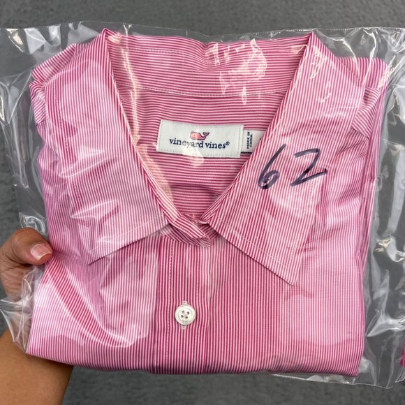 VINEYARD VINES Women Pink Check Button Down Shirt 100% Cotton Size 8 - Picture 9 of 9
